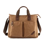 Menico Men Canvas Vintage Casual Large Capacity Crossbody Bag Multi-pocket Zipper Handbag Shoulder Bag