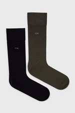Ponožky Calvin Klein 2-pak pánske, zelená farba, 701218631