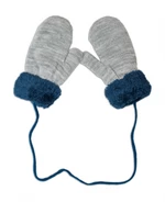 Zimní kojenecké rukavičky s kožíškem - se šňůrkou  YO - šedé/granátový kožíšek, vel. 110 (4-5r)
