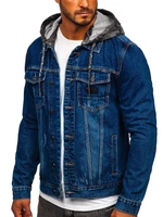 Tmavě modrá pánská džínová bunda s kapucí Bolf RB9824-1