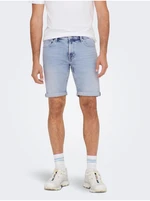 Light blue men's denim shorts ONLY & SONS Ply - Men's