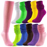 2pcs Slouch Socks Women Knee High Knit Style Solid Color Scrunch Boot Sock Elastic Soft Girls Thermal Long Scrunch Stockings
