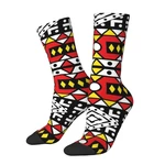 Fun Men's Kizomba Samakaka Ankara Print Dress Socks Unisex Breathbale Warm 3D Printed African Pattern Wax Design Crew Socks