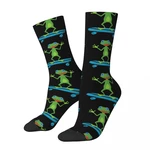 Retro Skateboarding Frog Animal Lover Basketball Socks Polyester Long Socks for Unisex