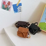 New Kids Girls Mini Crossbody Bag Vintage PU Leather Solid Color Messenger Bag Chidren Square Bag Purse Shoulder Bag