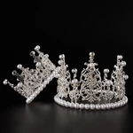 1Pc Pearl Crown Cake Decorative Small Tiaras Crystal Pearl Princess Cake Toppers Wedding Birthday Cake Decoration Ornaments