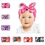 New Baby Girls Nylon Wide Headband with Printed Ribbon Bows Knot Headbands Newborn Children Headwear Hair Accessories