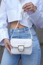 Madamra White Women's Buckle Shoulder Messenger Bag