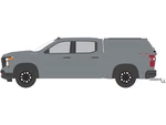 2023 Chevrolet Silverado 1500 Custom With Camper Shell  Sterling Gray Metallic "Blue Collar Collection" Series 13 1/64 Diecast Model Car by Greenligh