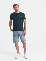 Ombre Men's denim short shorts with subtle washes - light blue