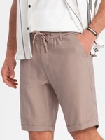 Ombre Men's linen blend short shorts - light brown