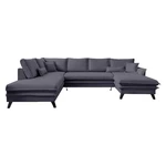 Antracytowa rozkładana sofa w kształcie litery "U" Miuform Charming Charlie, lewostronna