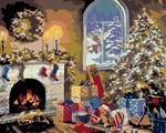 Zuty Chimenea y árbol de Navidad con regalos. Pintura de diamantes