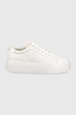 Kožené sneakers boty Calvin Klein BUBBLE CUPSOLE LACE bílá barva, HW0HW01778
