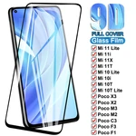 9D Tempered Glass For Xiaomi Mi 10 10T 11 Lite 11X 11T Pro 10i 11i Protective Glass Poco X3 X2 M3 M2 F3 C3 F3 F1 Screen Film