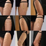 Shiny Rhinestones Leg Thigh Chain Harness Body Jewelry Beach Multi Layers