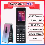 Happyhere M33 flip mobile phone GSM FM Radio video player clamshell Flashlight push-button cheap Cell Phone Russian keyboard