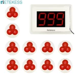 RETEKESS Wireless Waiter System Restaurant Pager 999 Channel RF Receiver Display Host +10Pcs T114 Call Button Customer Service