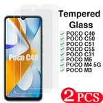 2Pcs Tempered glass For xiaomi Poco C51 C55 M5 F5 Pro screen protector For Poco C40 C50 M4 M3 C31 protective film on the glass