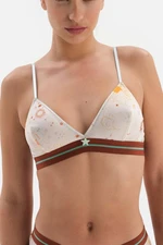 Dagi Patterned Sky Patterned Jewelry Sticks Covered Bra Beige