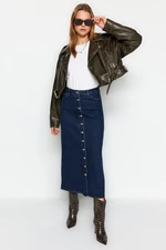 Trendyol Indigo Button Closure Denim Denim Skirt