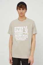Tričko Levi's pánsky, béžová farba, s potlačou