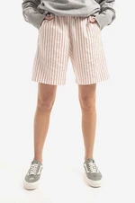 Bavlnené šortky Wood Wood Kamma Dobby Stripe Shorts biela farba, vzorované, stredne vysoký pás 12211800-1102 DUSTY ORANGE STRIPES