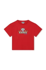 Detské bavlnené tričko Kenzo Kids červená farba, s potlačou