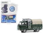1969 Volkswagen Type 2 Double Cab Pickup Truck Delta Green with Tan Camper Shell "Club Vee-Dub" Series 18 1/64 Diecast Model Car by Greenlight