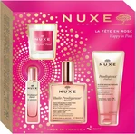 NUXE Happy in Pink Multifunkční olej 100 ml + sprchový gel 100 ml + parfémovaná voda 15 ml + vonná svíčka 70 g Dárkové balení