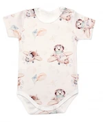 Body kr. rukáv, bavlna, zapínání u krku, Baby Nellys Piloti, krémové, vel. 86 (12-18m)