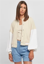 Women's Oversized Two-Tone College Terry Jacket Softseagrass/White Women's Oversized Two-Tone College Terry Jacket Softseagrass/White