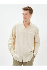 Koton Linen Blend Shirt Magnificent Collar Pocket Detailed Buttoned Long Sleeve Koton Linen Blend Shirt Magnificent Collar Pocket Detailed Buttoned Long Sleeve