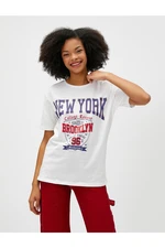 Koton College T-Shirt Printed Short Sleeved Crew Neck Cotton
