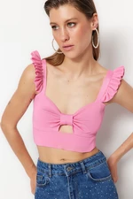 Trendyol Pink Crop Knitwear Window/Cut Out Detailed Bustier