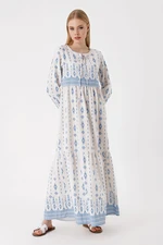 Bigdart 1947 Patterned Long Linen Dress - Light Blue