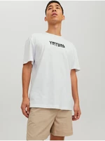 White Men's T-Shirt with print on the back Jack & Jones Digit - Men