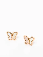Earrings with enamel butterfly white