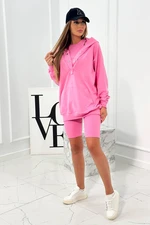 Set of 3in1 sweatshirt, top and short leggings pink color