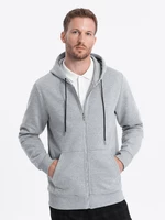 Ombre Men's unbuttoned hooded sweatshirt - grey melange