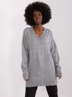 Women's Grey Classic Neckline Sweater