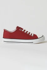 ALTINYILDIZ CLASSICS Men's Claret Red Casual Canvas Sneakers.