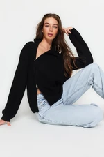 Trendyol Black Zipper Detailed Knitwear Sweater
