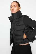 Trendyol Black Fitted Scuba Sleeve Detailed Crop Down Jacket