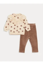 LC Waikiki Crew Neck Long Sleeve Baby Girl Sweatshirt and Tights 2-Piece Set