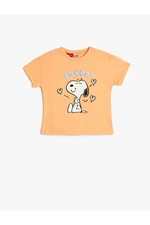 Koton Snoopy Licensed T-Shirt Short Sleeved Crew Neck Cotton