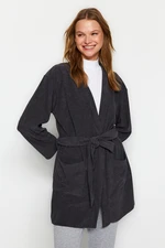 Trendyol Anthracite Towel Tie Detailed Midi Dressing Gown