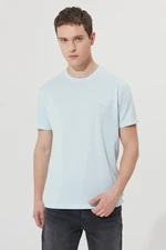 AC&Co / Altınyıldız Classics Men's Turquoise White Easily Ironable Slim Fit Slim Fit Crewneck Jacquard Short Sleeved T-Shirt. AC&Co / Altınyıldız Classics Men's Turquoise White Easily Ironable Slim Fit Slim Fit Crewneck Jacquard Short Sleeved T-Shirt.