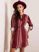 Patterned dress in burgundy color