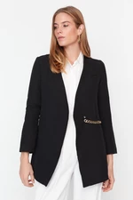 Trendyol Black Blazer with Chain Accessory Detail, Woven Jacket